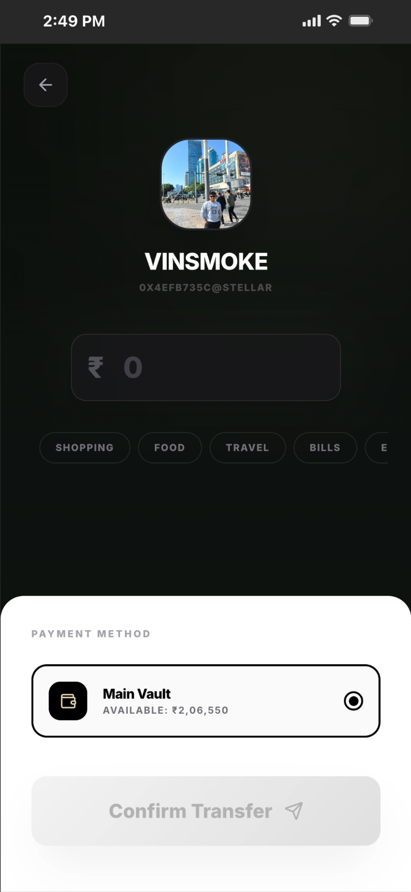 Ching Pay Send Screen